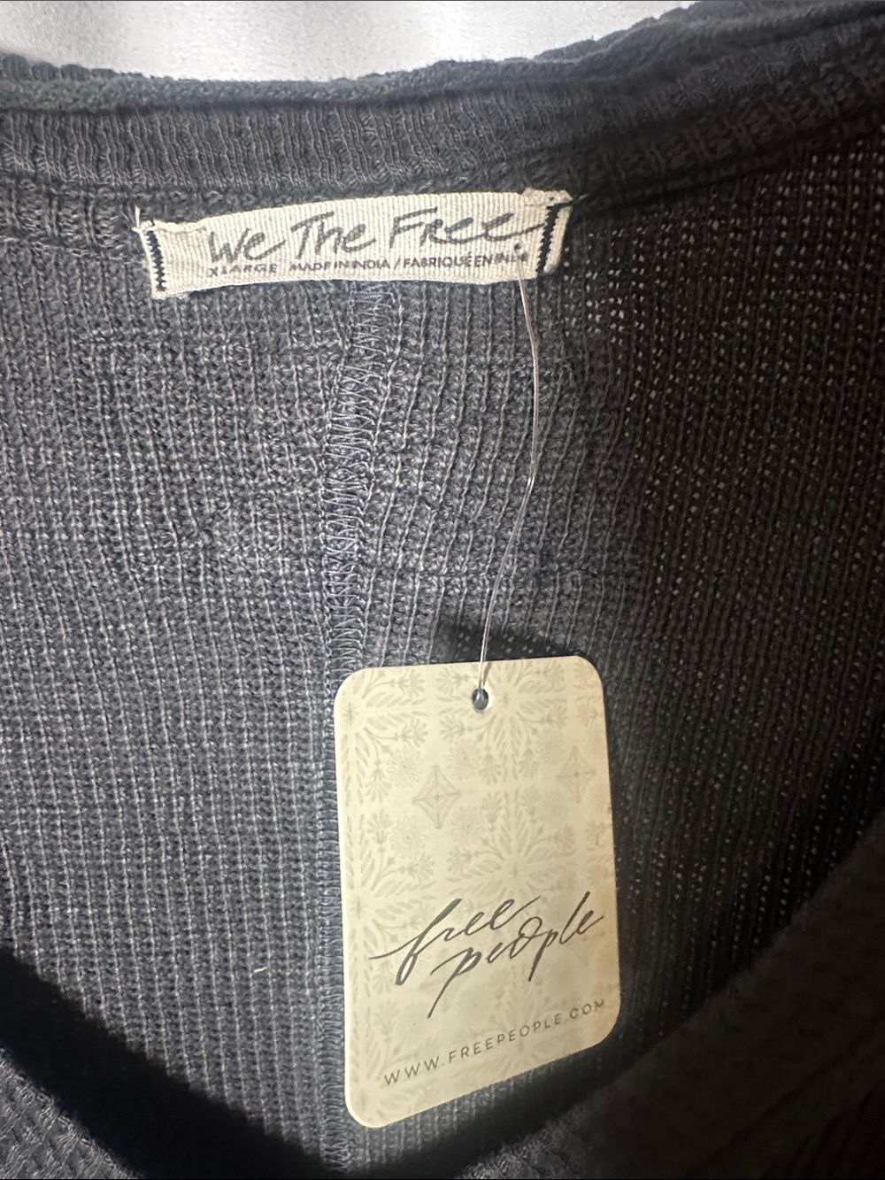 We The Free Black Distressed V-Neck Long Sleeve Top - Picture 2 of 9